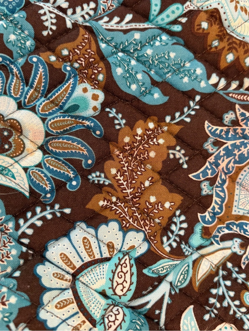 Vera Bradley Quilted Floral Purse Bag in Java Blue pattern- 14x10in - Picture 4 of 7